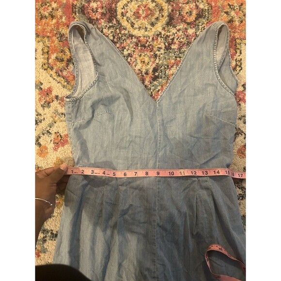 J.Crew Wrap-tie Jumpsuit in Dalton Wash Chambray Blue Jumper Dark Matter  Size 8 - Picture 4 of 8